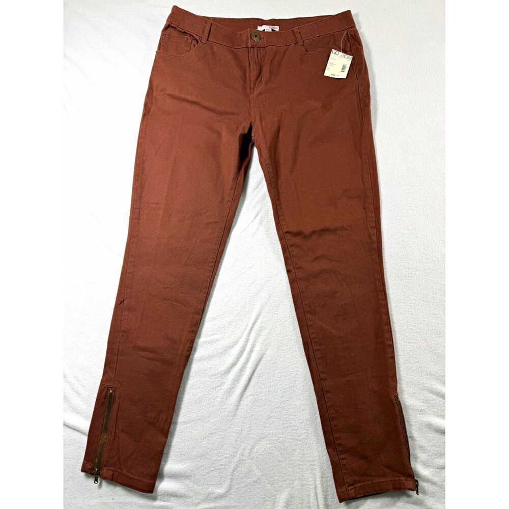 Bongo Juniors Pants Size 11 Brown Skinny Slim Ankle Zip Pockets Twill Cotton 560
